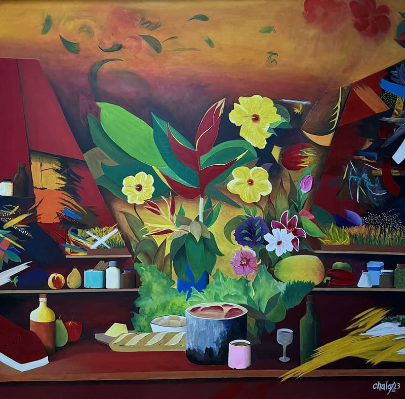 Ofrenda Tropical, pintura de Chalo Rojas