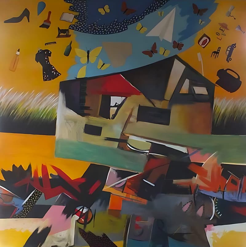 La casa en el aire, pintura de Chalo Rojas
