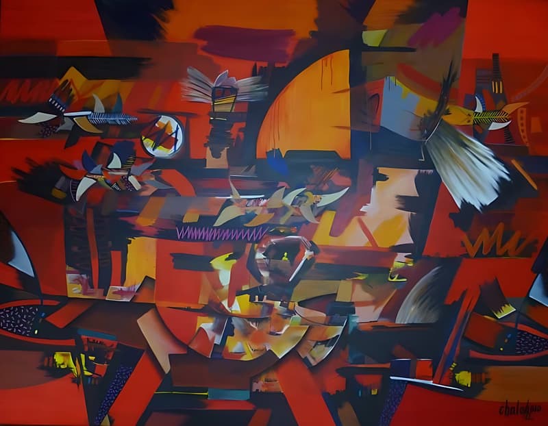 Pájaros de Fuego, pintura de Chalo Rojas