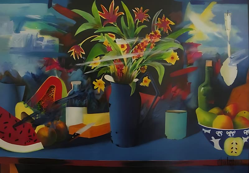 Bodegón, pintura de Chalo Rojas
