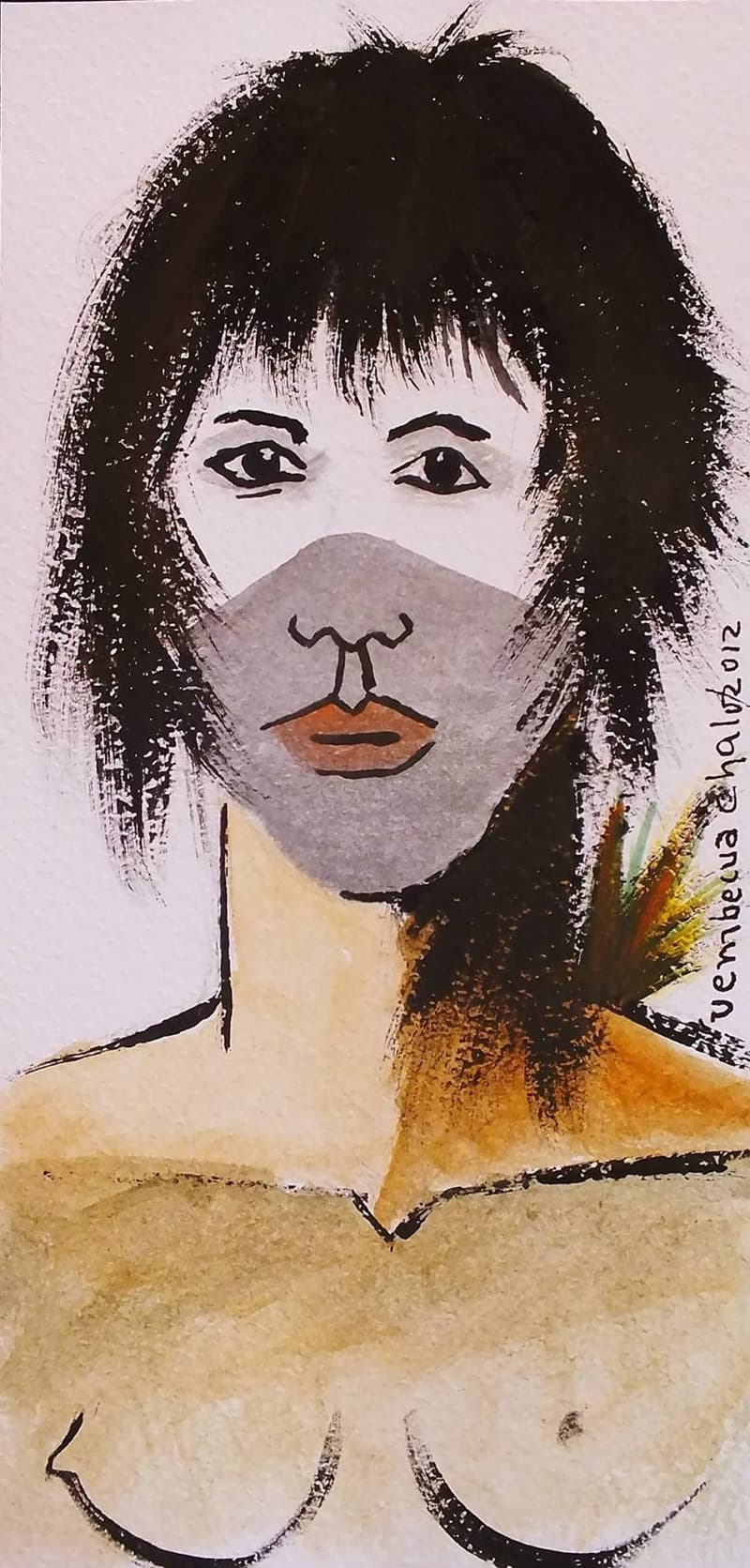 Mirada frontal, dibujo de Chalo Rojas