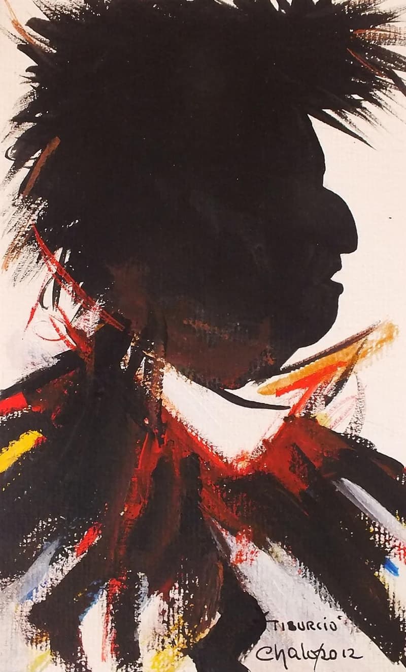 Perfil en rojo y negro, dibujo de Chalo Rojas