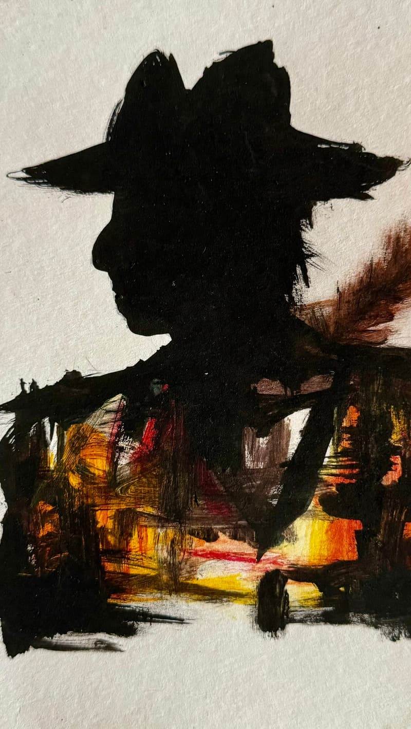 Sombrero en penumbra, dibujo de Chalo Rojas