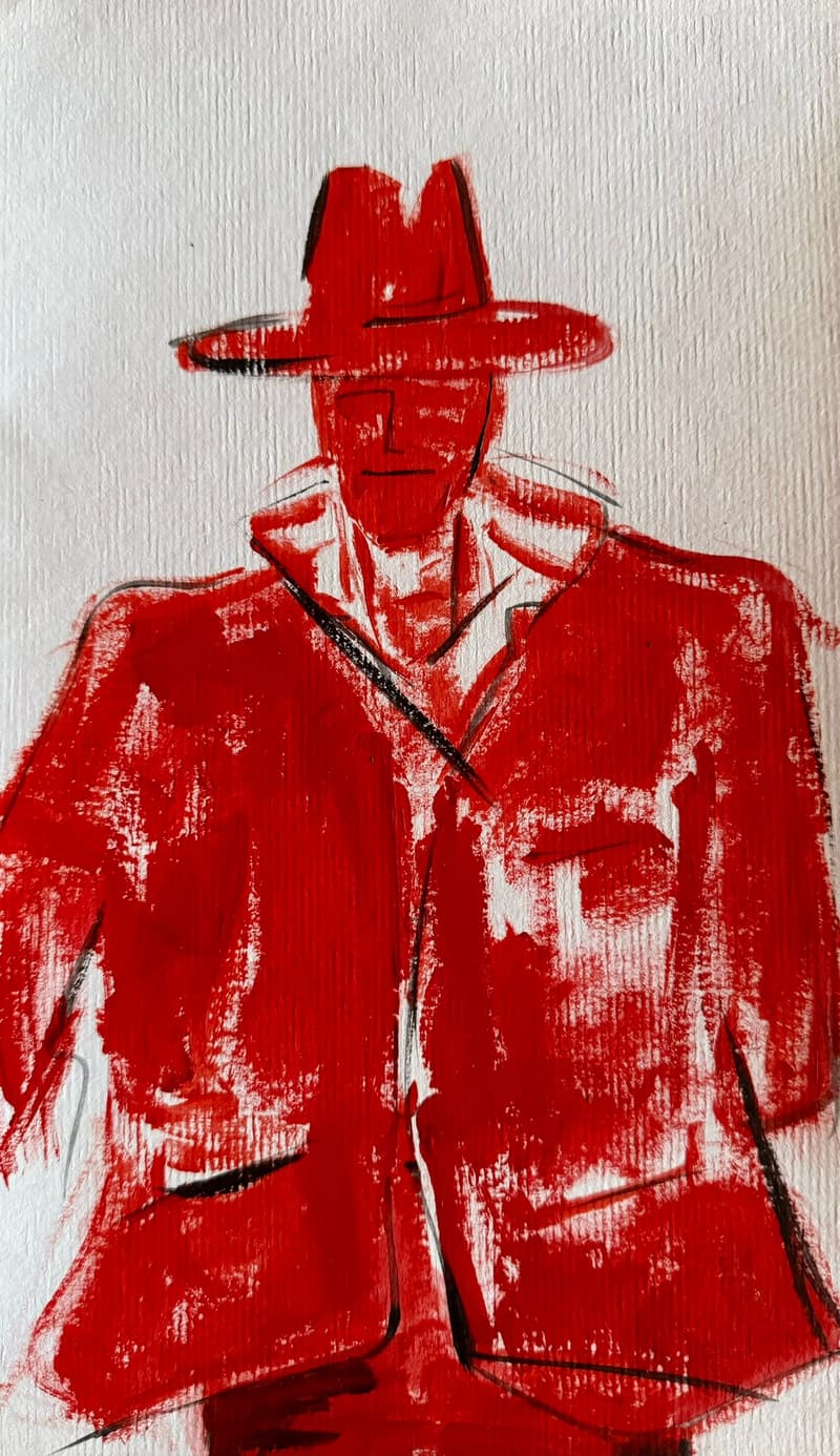 El hombre rojo, dibujo de Chalo Rojas